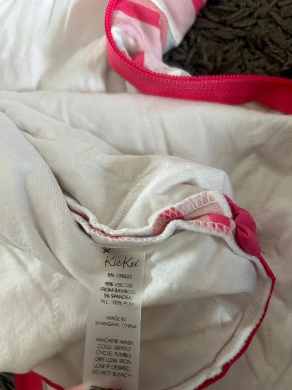 KICKEE Pants Pink and White Striped Sleeveless Baby Sleep Sack 6-18 Months